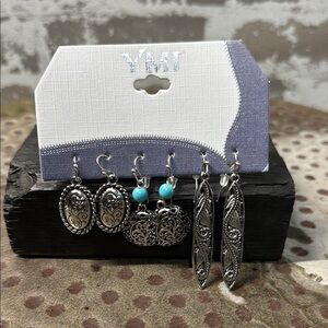 YMI Silver and Turquoise Earring Set